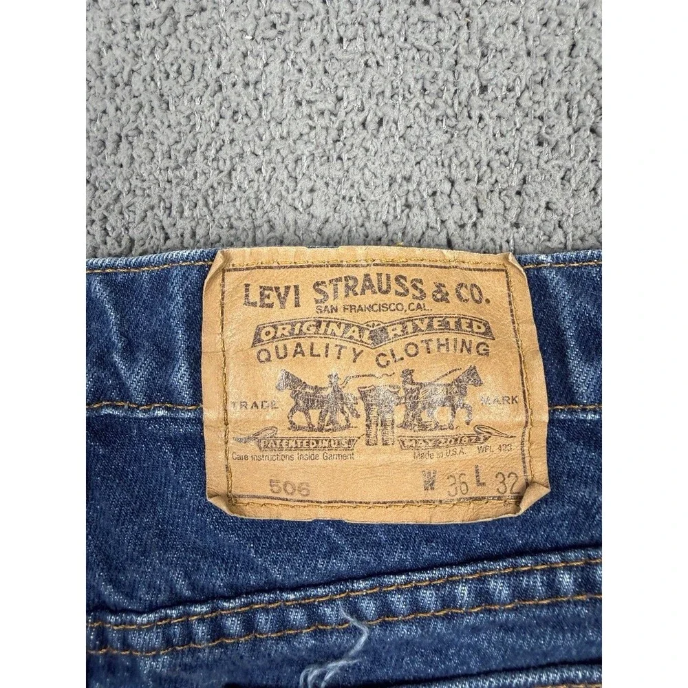 Vintage Levis Shorts Mens 36 Denim Jean Orange Tab 90s Relaxed Fit 506 Jorts USA